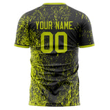 Custom Black Neon Yellow Pattern Soccer Jersey