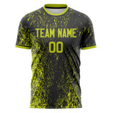 Custom Black Neon Yellow Pattern Soccer Jersey