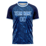 Custom Navy White Pattern Soccer Jersey