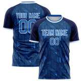 Custom Navy White Pattern Soccer Jersey