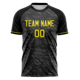 Custom Black Gold Pattern Soccer Jersey