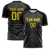 Custom Black Gold Pattern Soccer Jersey