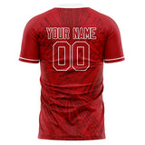 Custom Red White Pattern Soccer Jersey