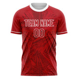 Custom Red White Pattern Soccer Jersey