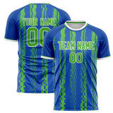 Custom Royal Neon Green Pattern Soccer Jersey