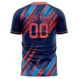 Custom Navy Pink Pattern Soccer Jersey