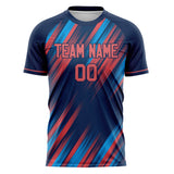 Custom Navy Pink Pattern Soccer Jersey