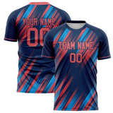 Custom Navy Pink Pattern Soccer Jersey