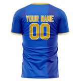 Custom Blue Gold Pattern Soccer Jersey