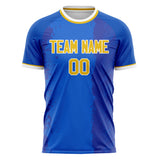 Custom Blue Gold Pattern Soccer Jersey