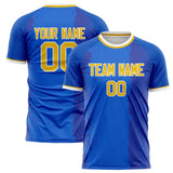 Custom Blue Gold Pattern Soccer Jersey