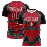 Custom Red Black Pattern Soccer Jersey