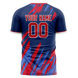 Custom Navy Red Pattern Soccer Jersey