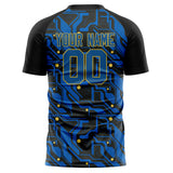 Custom Royal Black Pattern Soccer Jersey