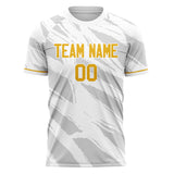 Custom White Gold Pattern Soccer Jersey