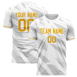 Custom White Gold Pattern Soccer Jersey