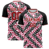 Custom Red Black Pattern Soccer Jersey