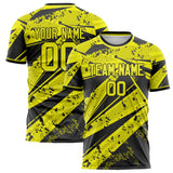 Custom Yellow Black Pattern Soccer Jersey