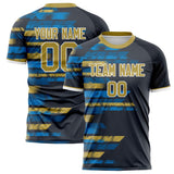 Custom Black Old Gold Pattern Soccer Jersey