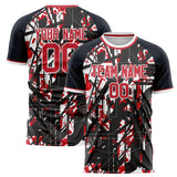 Custom Black Red Pattern Soccer Jersey