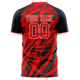 Custom Red Black Pattern Soccer Jersey