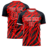 Custom Red Black Pattern Soccer Jersey