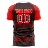 Custom Red Black Pattern Soccer Jersey