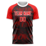 Custom Red Black Pattern Soccer Jersey