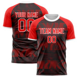 Custom Red Black Pattern Soccer Jersey