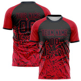 Custom Red Black Pattern Soccer Jersey