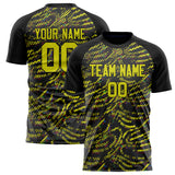 Custom Yellow Black Pattern Soccer Jersey