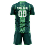 Custom Dark Green Green GeometricalPattern Soccer Set