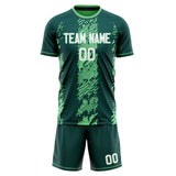 Custom Dark Green Green GeometricalPattern Soccer Set