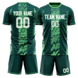Custom Dark Green Green GeometricalPattern Soccer Set