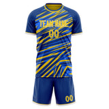 Custom Blue Gold GeometricalPattern Soccer Set