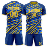 Custom Blue Gold GeometricalPattern Soccer Set