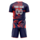 Custom Navy Red GeometricalPattern Soccer Set