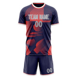 Custom Navy Red GeometricalPattern Soccer Set