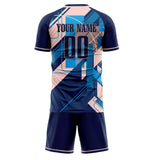 Custom Navy Pink GeometricalPattern Soccer Set