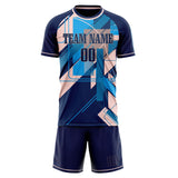 Custom Navy Pink GeometricalPattern Soccer Set