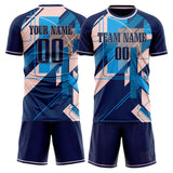 Custom Navy Pink GeometricalPattern Soccer Set