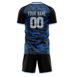 Custom Blue Black GeometricalPattern Soccer Set