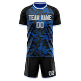 Custom Blue Black GeometricalPattern Soccer Set