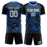 Custom Blue Black GeometricalPattern Soccer Set
