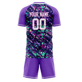 Custom Purple White GeometricalPattern Soccer Set