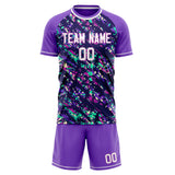 Custom Purple White GeometricalPattern Soccer Set
