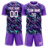 Custom Purple White GeometricalPattern Soccer Set