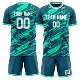 Custom Teal White GeometricalPattern Soccer Set