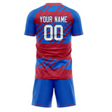 Custom Royal Red GeometricalPattern Soccer Set