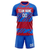 Custom Royal Red GeometricalPattern Soccer Set